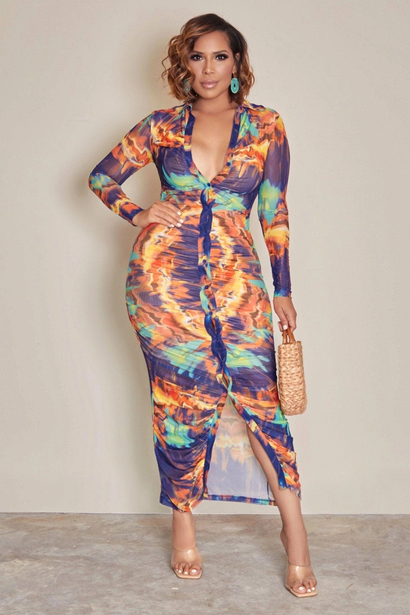 Groovy Tie-Dye Bodycon: Dance the Night Away in Vibrant Style!
